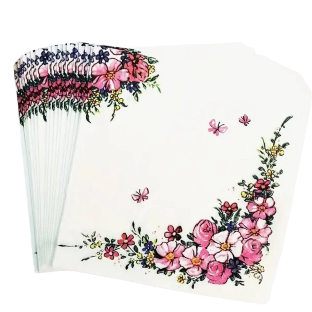 Floral Party Luncheon Paper Napkins - Pink and White, 20ct